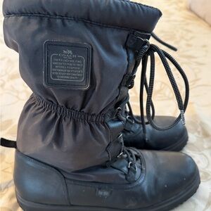 Coach Black nylon/leather “Sage” Winter Boots